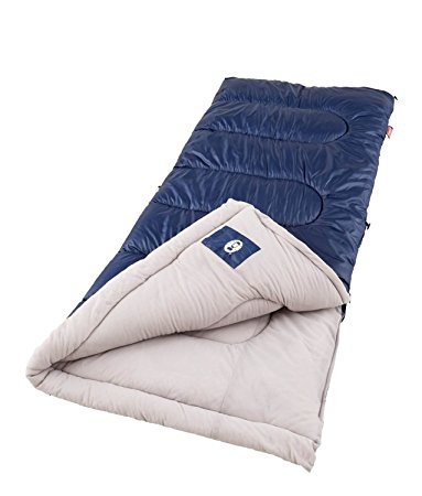 Coleman Sleeping Bag Cold Weather 40 To 20 Degrees With Coletherm Insulation For Adult 75" Long 33" Wide Camping Gear Survival Kit Lightweight Stay Warm Cozy Polyester Cover Blue Rectangle Shape