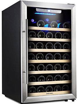 Kalamera 50 Bottle Freestanding Wine Cooler, Stainless Steel Fridge Wine Storage Refrigerator with Digital Temperature Display