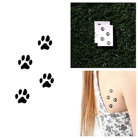 Tattify Paw Print Temporary Tattoo - On Track (Set of 2) - Other Styles Available and Fashionable Temporary Tattoos