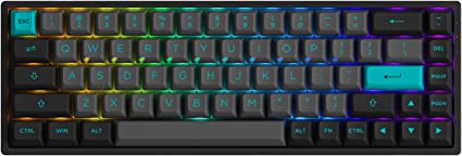 Akko Black & Cyan 3068B Plus 65% 68-Key 65 Percent RGB Hot-swappable Mechanical Gaming Keyboard, 2.4G Wireless/Bluetooth/Wired with PBT Double-Shot Keycaps for Mac & Win (Akko Switch Jelly Pink)