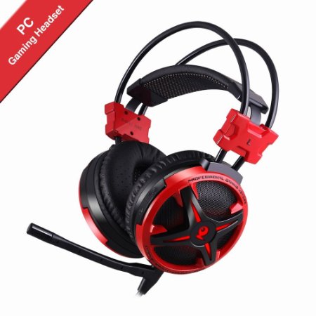 AUSDOM Over-ear Gaming Headset, AGH2 USB Vitural 7.1 Surround Stereo PC Gaming Headphones, Deep Bass Vibration Wired Headset with Microphone LED Lights for Computer Gaming