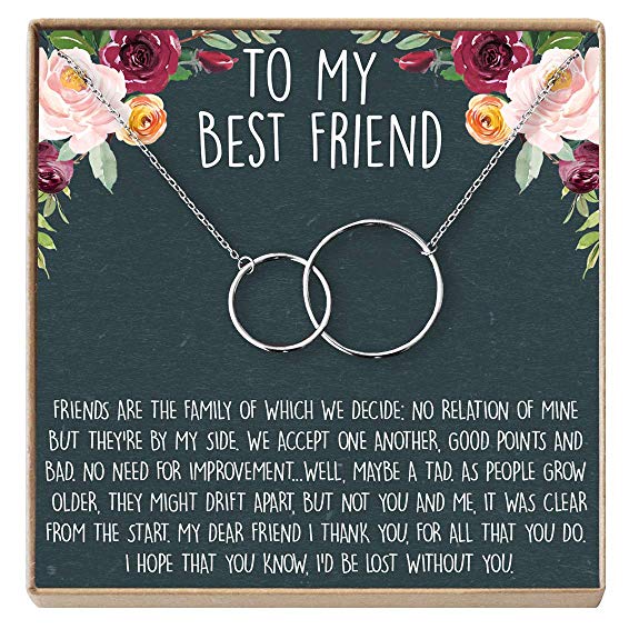 Dear Ava Necklace: BFF, Long Distance, Friends Forever, 2 Interlocking Circles