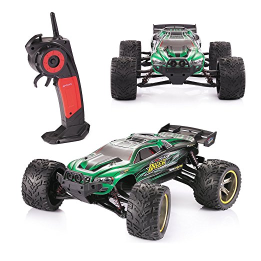 GPTOYS S912 Remote Racing Cars Truck Vechicles With 1/12 Scale Full Proportiona 2.4G Wireles Radio System 2WD Racing Electric Car Monster Truck Electric Speed 33mph Off-Road Truggy Drifting Toy For Kids - Green