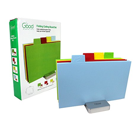 Cutting Board Set- Index Folding Color Coded XL Sized Chopping Board Set by Good Cooking (Rectangular XL- 15.5" x 11.5")