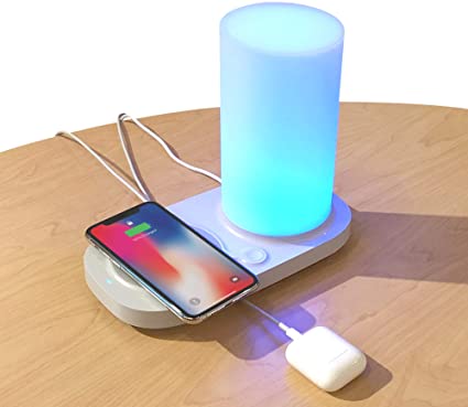 iHome Led Lamp   Wireless Charging Station: Wireless Charger with Dimmable Touch Lamp - Fast Charging Dock with 5W Qi Wireless Pad & 3 USB Ports for Apple, Samsung Galaxy & Note devices