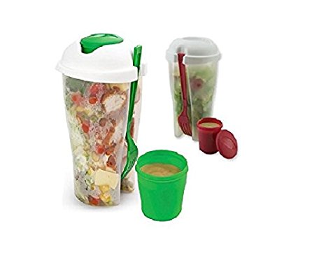 2 Pack Fresh Salad to Go Container Set with Fork and Dressing Holder