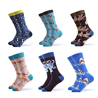 WeciBor Men's Colorful Novelty Patterned Casual Crew Socks Packs