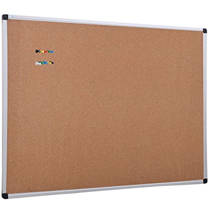 XBoard Wall-Mounted Office Cork Notice Bulletin Board with Aluminum Frame, 36 x 24 Inch
