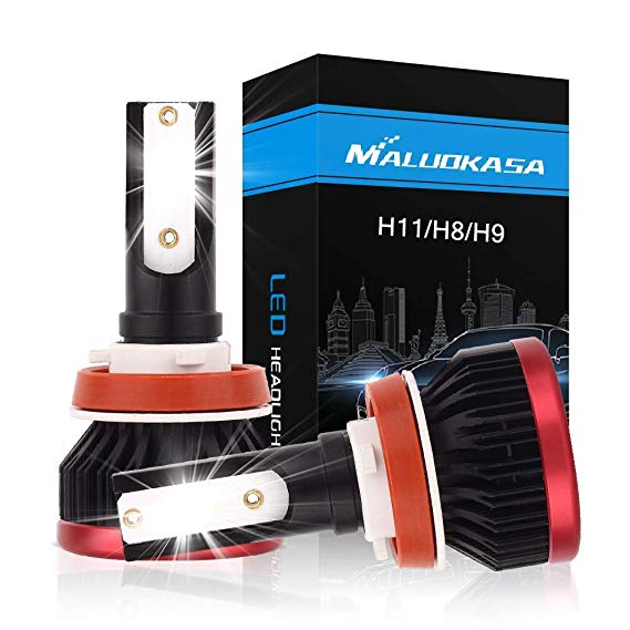 H11 Led Headlight Bulb Conversion Kit, All-in-one Design By Maluokasa, 6500K 10000LM 50W Cool White DOB Chips DOT Approved for H8 H9 Car Low Beam/Fog Lights