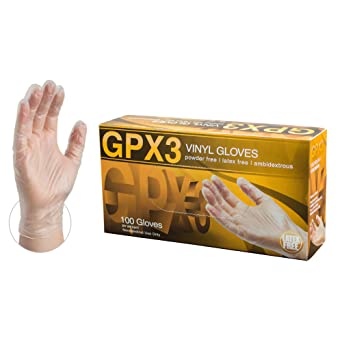 AMMEX GPX3 Industrial Clear Vinyl Gloves, Box of 100, 3 mil, Size Small, Latex Free, Powder Free, Food Safe, Disposable, Non-Sterile, GPX342100-BX