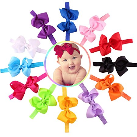 Susenstone®12PC Baby Girls Elastic Bowknot Flower Hairband Photography Headbands
