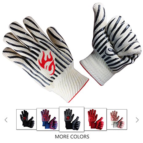 Evridwear 932°F Extreme Heat and Cut Resistant BBQ Gloves Oven Mitts, Non-slip Silicone Coated Pot Holders for Cooking, Baking, Grilling, Camping, Fireplace and Microwave (One Size, Zebra)
