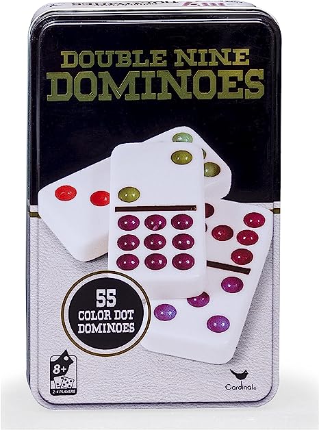 Spin Master Games Double Nine Color Dot Dominoes Game in a Tin