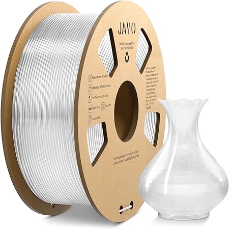 JAYO PLA  Filament 1.75mm, PLA Plus 3D Printer Filament 1.1KG, Dimensional Accuracy  /- 0.02mm, Neatly Wound Filament, Toughness 3D Printing Filament, 1.1 kg Spool(2.42 LBS), 363 Meters, PLA  Clear