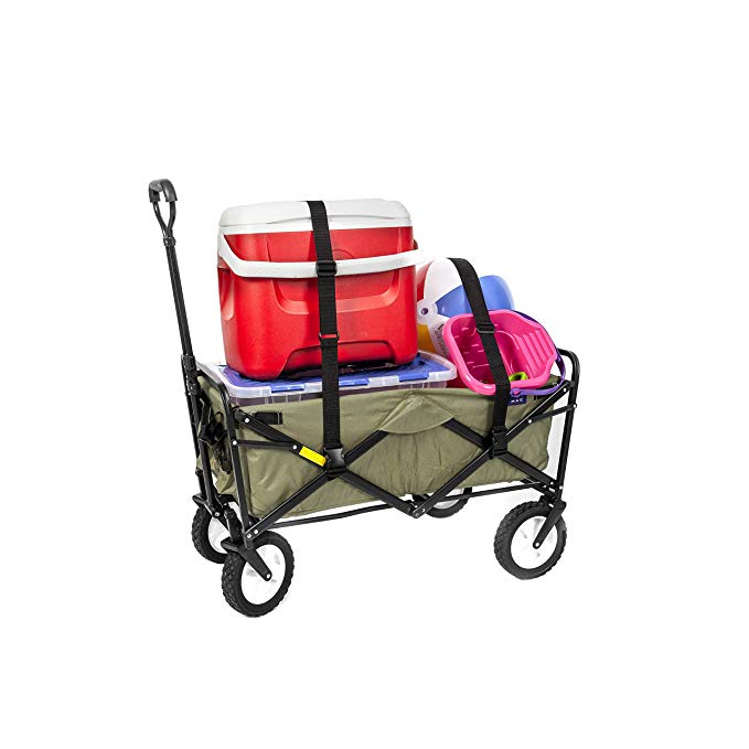 Mac Sports Collapsible Folding Outdoor Utility Wagon with Straps, Green