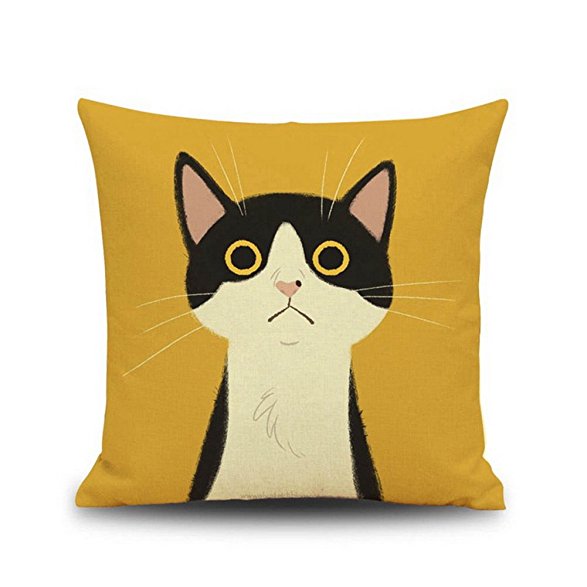 Cotton Linen Cat Decorative Throw Pillow Case Cover Cat Cushion Cover Case 1818 New Design Decor Square