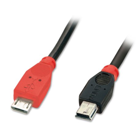 Lindy 1m USB OTG Cable - Black, Type Micro-B to Mini-B (31718)