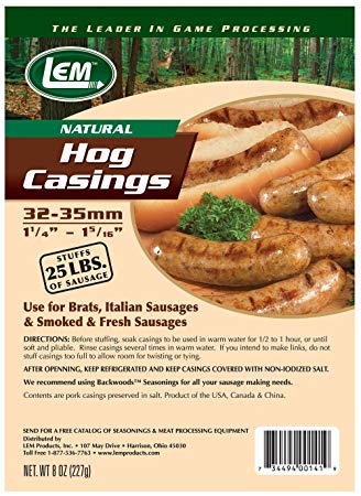 LEM Products 141 8 oz. Vacuum Sealed Bag - Hog Casings for 25 lbs. Meat
