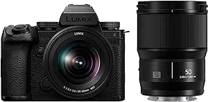 Panasonic LUMIX S5IIX Mirrorless Camera, 24.2MP Full Frame Phase Hybrid AF, Unlimited Recording, 5.8K Pro-Res, RAW Over HDMI, IP Streaming, 20-60mm F3.5-5.6   50mm F1.8 Lenses-DC-S5M2XWK