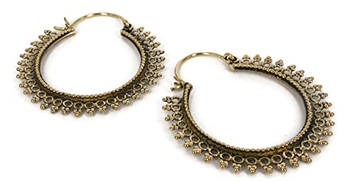 Large Bohemian Gypsy Tribal Ethnic Indian Hoop Drop Dangle Earrings Retro Statement Earrings For Women Vintage Earring Brass Hoop Earrings Indian Jewelry