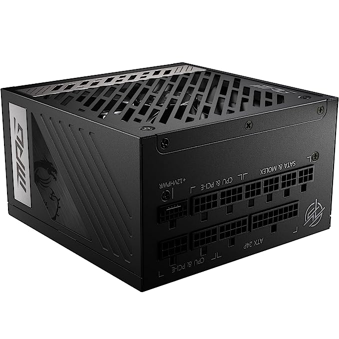 MSI MPG A1000G PCIE5 Digital Power Supply (PSU): ATX3.0, PCIe 5.0, 1000 Watt,0% RPM, Full Modular, Flat Cable,80 Plus Gold Certified,100% Japanese 105°C Capacitors, Compact Size, ATX Power Supply