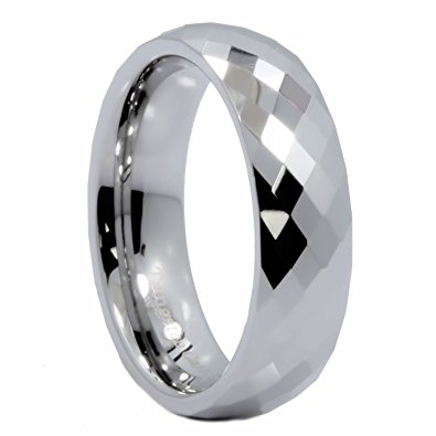 6mm Honeycomb Ring With Diamond Pattern Tungsten Carbide Wedding Band
