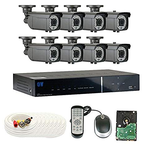 GW Security 8-Channel HD 1080P Complete Security System with (8) x True HD 1080P Outdoor / Indoor 2.8-12mm Varifocal Zoom Bullet Security Cameras and 2TB HDD, QR Code Scan Free Remote View