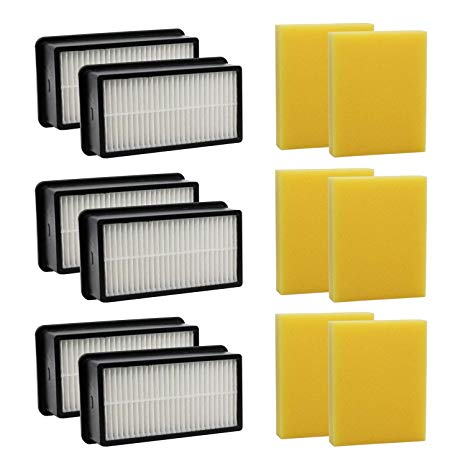 RONGJU 6 Pack Pre-Motor Foam Filters and 6 Pack Post-Motor Pleated Filters Kit for Bissell 1008 CleanView Vacuums, Compare to Part 2032663 & 1601502