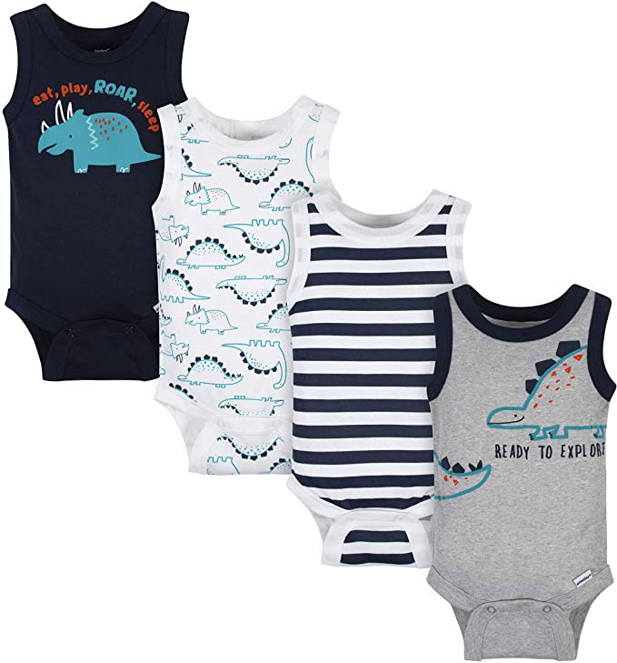 Gerber Baby Boys' 4-Pack Sleeveless Onesies Bodysuit