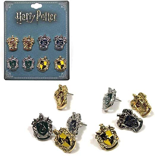 Harry Potter 4 pack Licensed Earrings House Crest Logo Gryffindor Ravenclaw Slytherin Hufflepuff
