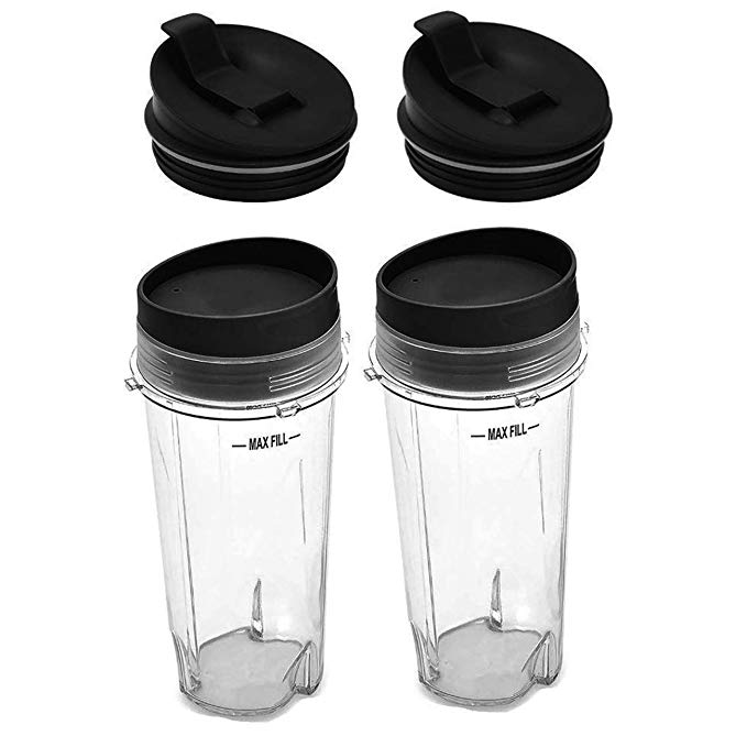 16oz Blender Cup Set for Ninja Replacement Parts Single Serve Cup with Lid and Seal Lid Fit Nutri Ninja Series BL770 BL780 BL660 BL740 BL810 Blenders