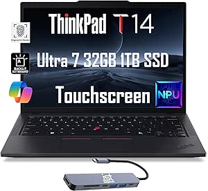 Lenovo ThinkPad T14 Gen 5 Business Laptop (14" FHD  Touchscreen, Intel Ultra 7 155U (&gt;i7-13700H), 32GB DDR5, 1TB SSD), 5MP Webcam, 2 Thunderbolt 4, 3-Yr WRT, IST Hub, 2024 AI PC, Win 11 Pro