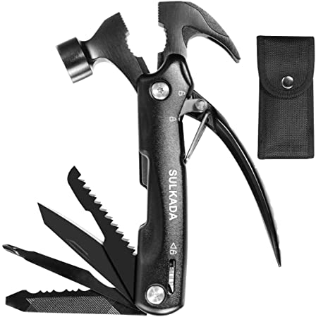 Survival Multi-Tool Mini Hammer, Gifts for Dad Husband Brother Boyfriend Adult Son, Unique Birthday Gift Ideas for Men Women Father Him, Cool Gadget Christmas Present Stocking Stuffer, Camping Gear