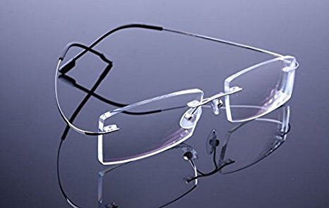 Lightweight Anti-fatigue Bendable Flex Arm Rimless Readers Silver Titanium Flexible Eyeglasses Reading Clear Vision Presbyopic Glasses Magnifying Glasses ( 3.00)