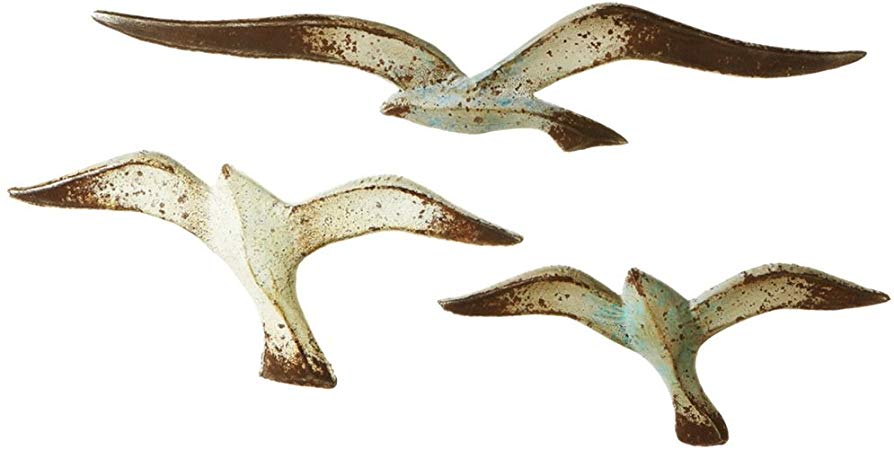 Flying Seagulls Wall Decor Set of 3 Distressed