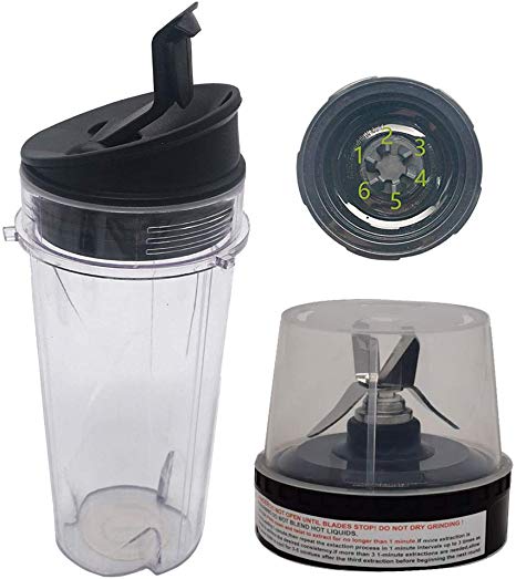 replacement parts Nutri Blender Pro Extractor Blades and 16oz.Cup with Sip & Seal Lid for Nutri Ninja BlenderBL660 30/BL660B 30/ BL665 QCN-30/BL663 BL663CO 30 / BL660WM 30/ BL740 30