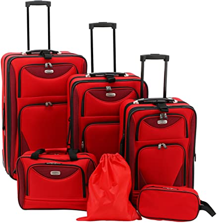 Travelers Club 6 Piece Skyview II, Red Luggage Set