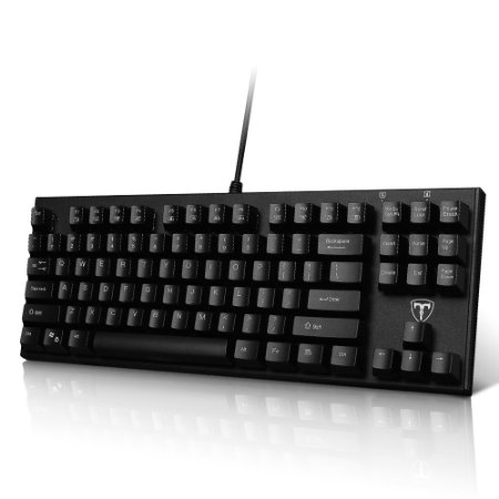 TOMOKO MMC023 Waterproof 87-Key USB Wired Mechanical Gaming Keyboard with Blue Switch Anti-ghosting Keys Fit for Gamers Typists - Black
