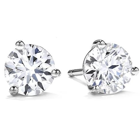 14K Gold Plated Sterling Silver CZ Stud Earrings 3-Prong Setting (D Color, VVS Clarity)