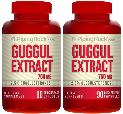 Guggul Extract 750 mg 2 Bottles x 90 Capsules (Guggulsterones)