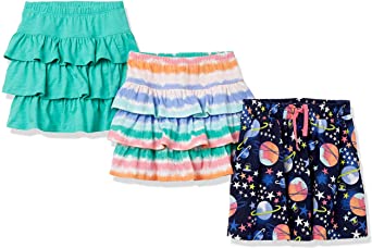 Spotted Zebra Girls and Toddlers' Knit Ruffle Scooter Skirts, Multipacks