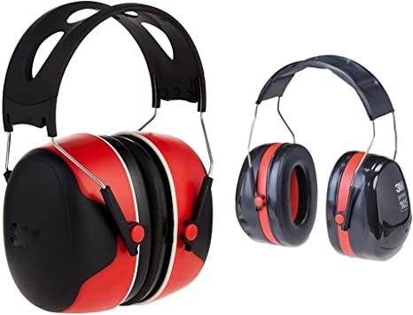 3M Pro-Grade Noise-Reducing Earmuff, NRR 30 dB, Lightweight and Adjustable & 3M H10A Peltor Optime 105 Over the Head Earmuff, Ear Protectors, Hearing Protection, NRR 30 dB,Black, Red