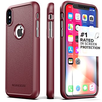 iPhone X Case, SaharaCase dBulk Protection Kit with [ZeroDamage Tempered Glass Screen Protector] Rugged Protection Anti-Slip Grip [Shockproof Bumper] Slim Fit iPhone 10 - Plum
