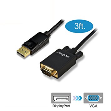 gofanco DisplayPort to VGA Cable 3 Feet Gold Plated DP to VGA Adapter Cable - MALE to MALE Converter Cable for DisplayPort-Equipped Desktops and Laptops to Connect to VGA Displays (Black)