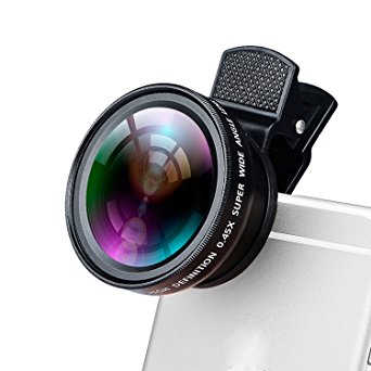 OldShark 37mm Camera Lens 12.5X Macro Lens   0.45X Wide Angle Lens 2 in 1 Cellphone Lens Clip-On iPhone Lens Kits Thread High Definition, for IOS Android Smartphones and Pro Cameras