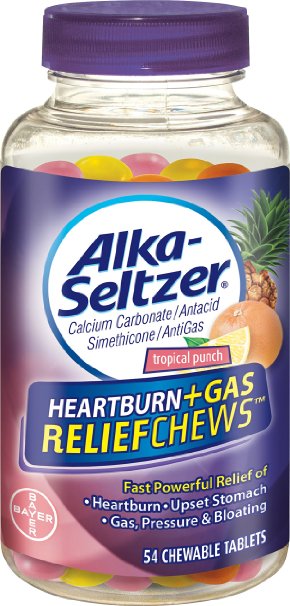 Alka-Seltzer Heartburn Plus Gas Relief Chews Tropical Punch 54 Count