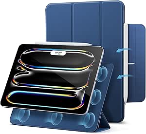 ESR for iPad Pro 13 Inch Case M4(2024), Powerful Magnetic Attachment, Slim Trifold Stand Case, Supports Pencil Pro and Pencil(USB-C), Auto Wake/Sleep, Durable Protection, Rebound Series, Dark Blue