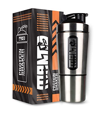 Mantis Stainless Steel Gym Shaker Bottle With Extra Storage With Spring Ball (750ml,Silver)