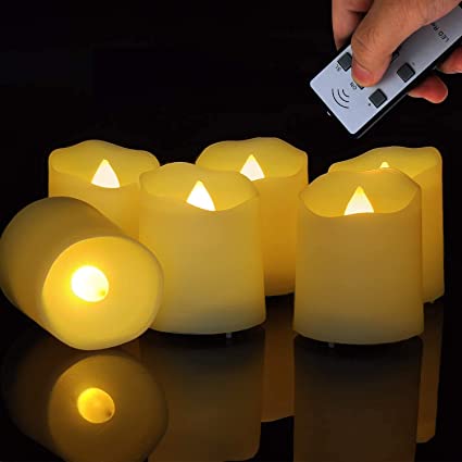 FREEPOWER Realistic Flameless Flickering Tea Light Candles Battery Operated, Up to 260 Hours, with Remote Control Cycling 24 Hours Timer, for Romantic Home Decor, Pack of 6.