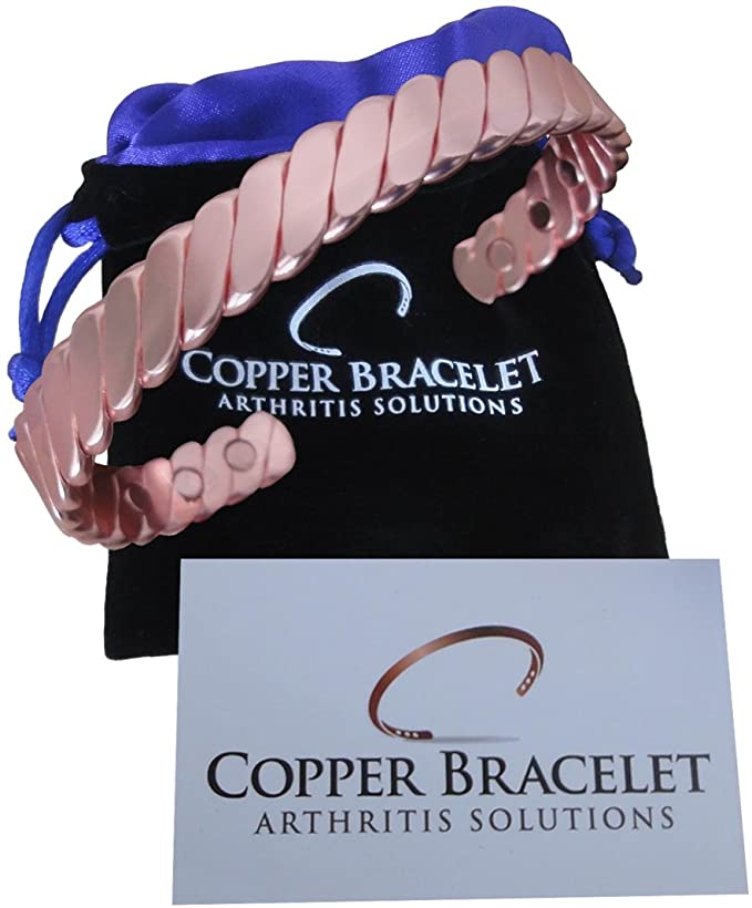 Copper Bracelet Twisted for Arthritis - Guaranteed 99.9% Pure Copper Magnetic Bracelet for Men Women - 6 Powerful Magnets - Effective + Natural Relief of Joint Pain, Arthritis, RSI, + Carpal Tunnel.
